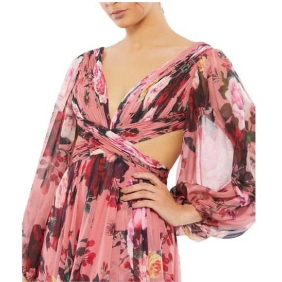 New MAC DUGGAL FLORAL CHIFFON CUTOUT DRESS SIZE 8 - Picture 5 of 16